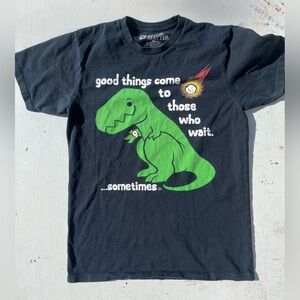 Men's Black Matter T-Shirt Dinosaur T-Rex Black M Crew Cotton Goodie Big Bang